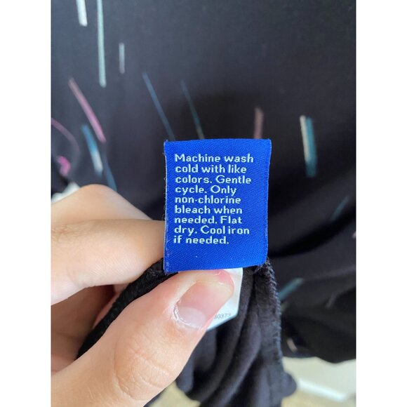 Apt. 9 Women’s Black Multicolor Printed Long Sleeve Elastic Waist Dress S Rayon - Picture 6 of 8